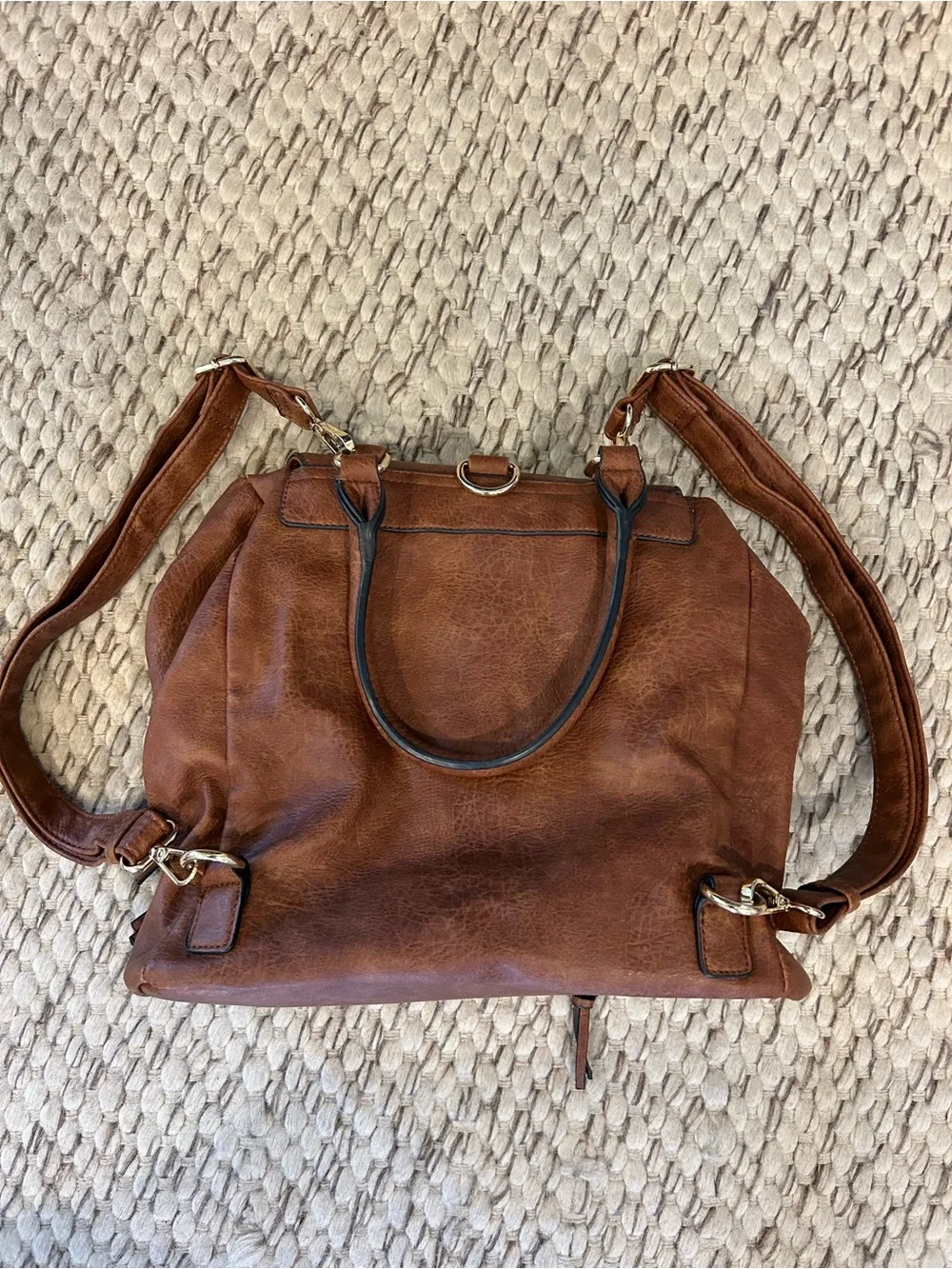 Sole Society Cognac Brown Convertible Backpack Shoulder Bag Boho